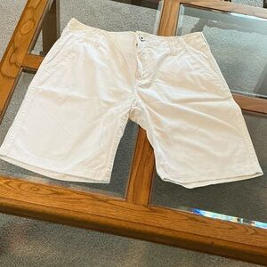 Express White Flat Front Cotton Shorts